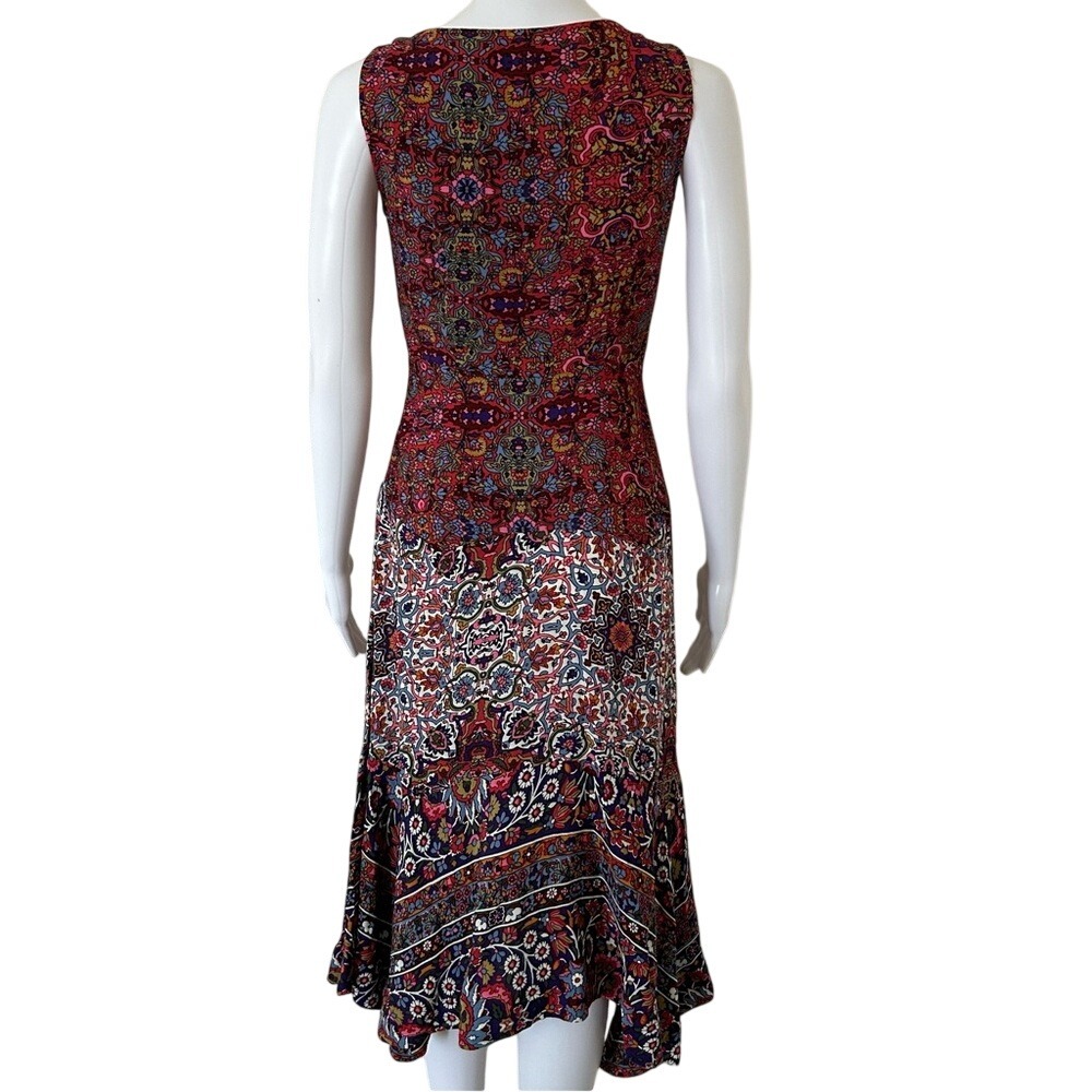 Maeve Anthropologie Violette Floral Multicolor Sleeveless Midi Length Dress 0 - Picture 2 of 10